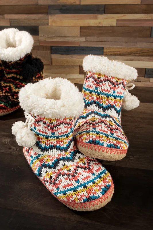 Hand Knitted Multi Color Slipper Boots