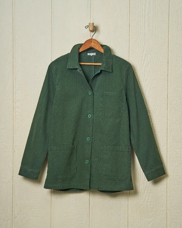 Women’s French Workman’s Jacket in Parks Department Green Herringbone