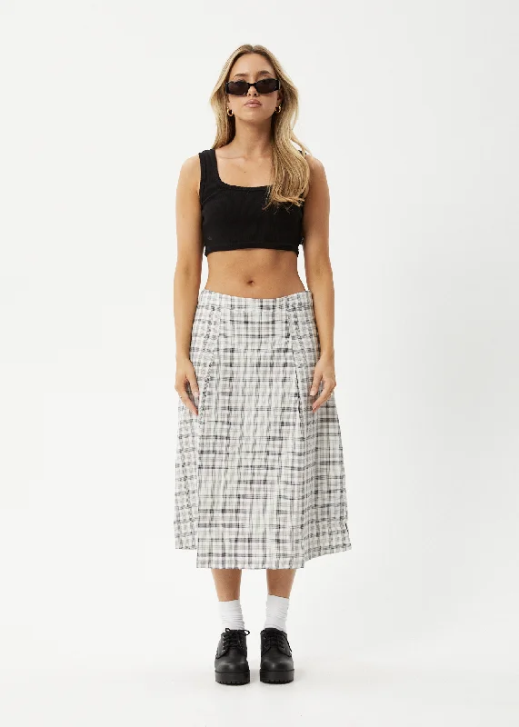 AFENDS Womens Leo - Check Midi Skirt - Black / White