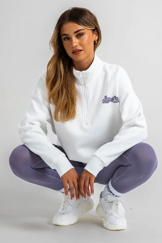 Hatherley Half-Zip Sweatshirt & Leggings Set - Cream / Lavender