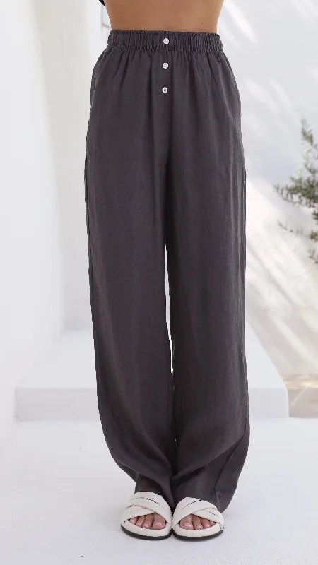 Linen Lounge Pant - Coal