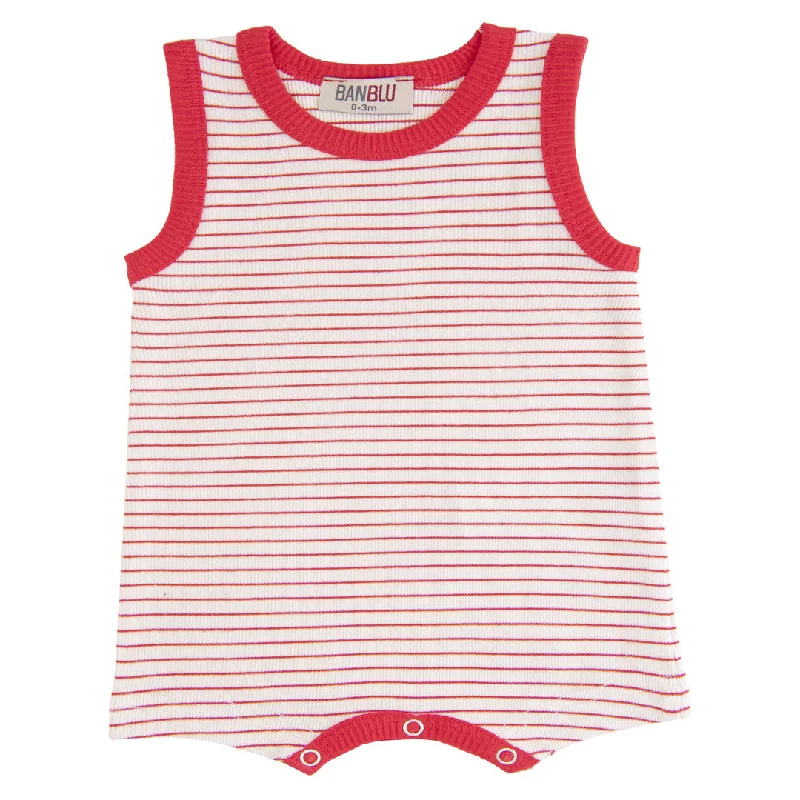 Red Striped Sleeveless Modal Shortie