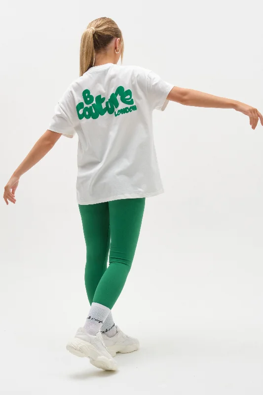 Windsor T-Shirt & Leggings Set - Cream / Green