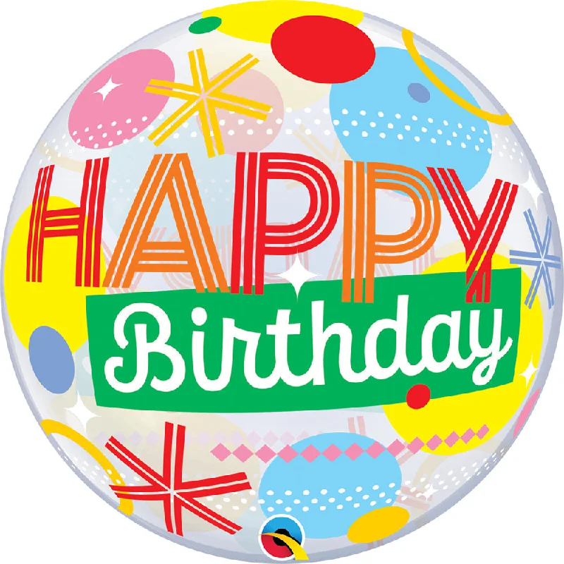 22 inch BUBBLE - BIRTHDAY CIRCLES & DOT STRIPES