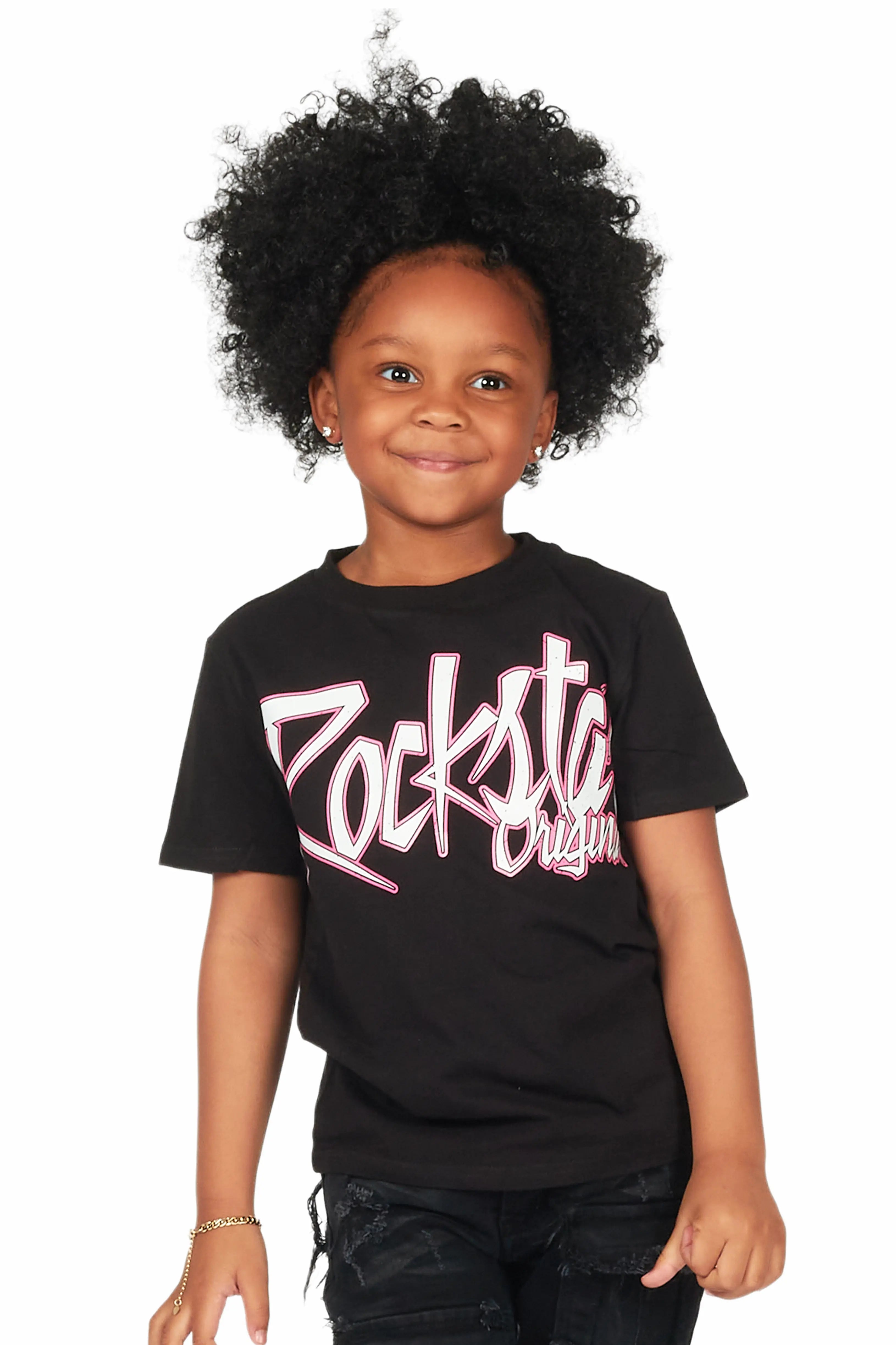 Girls Kalie Black Graphic T-Shirt