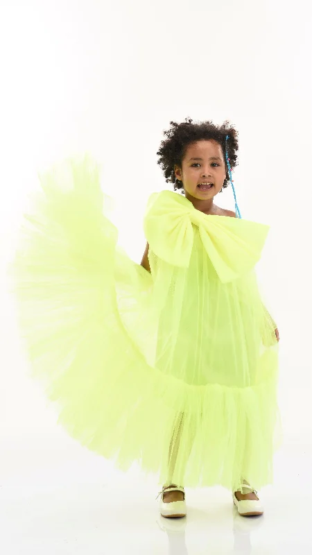 Green Maggi Neon Bow Tulle Dress