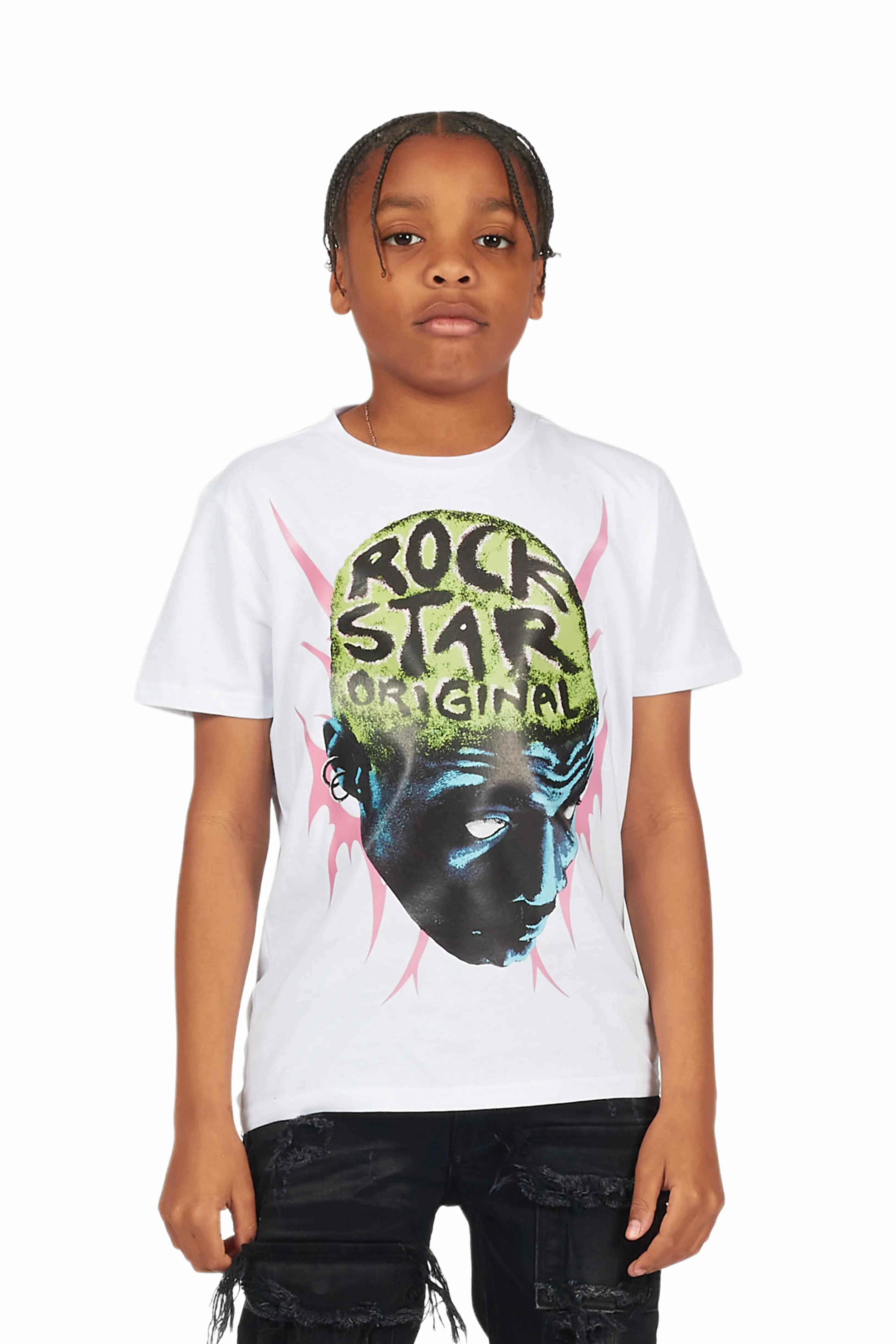 Boys Harolin White Graphic T-Shirt