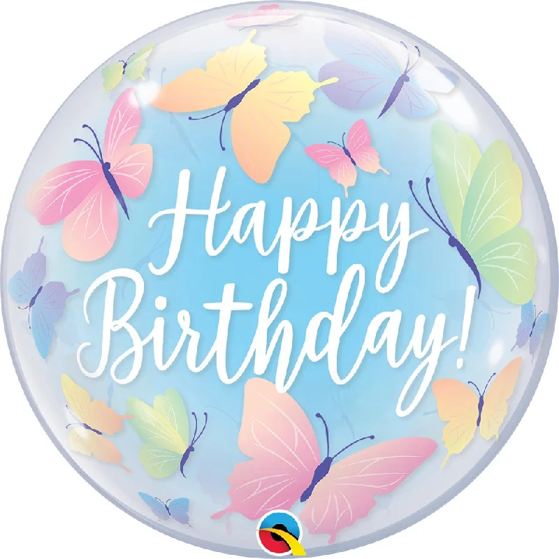 22 inch BUBBLE - BIRTHDAY SOFT BUTTERFLIES