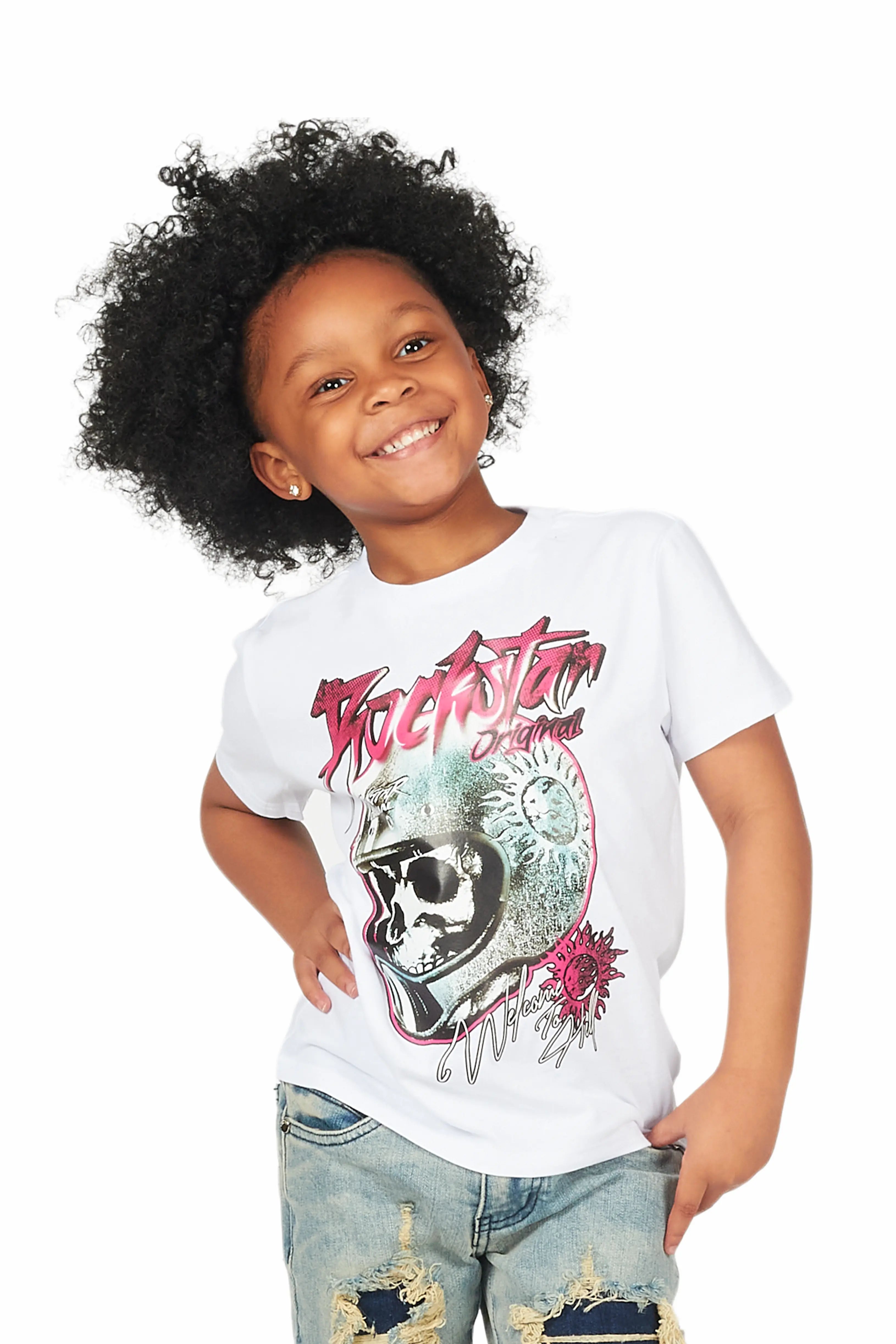 Girls Daija White Graphic T-Shirt