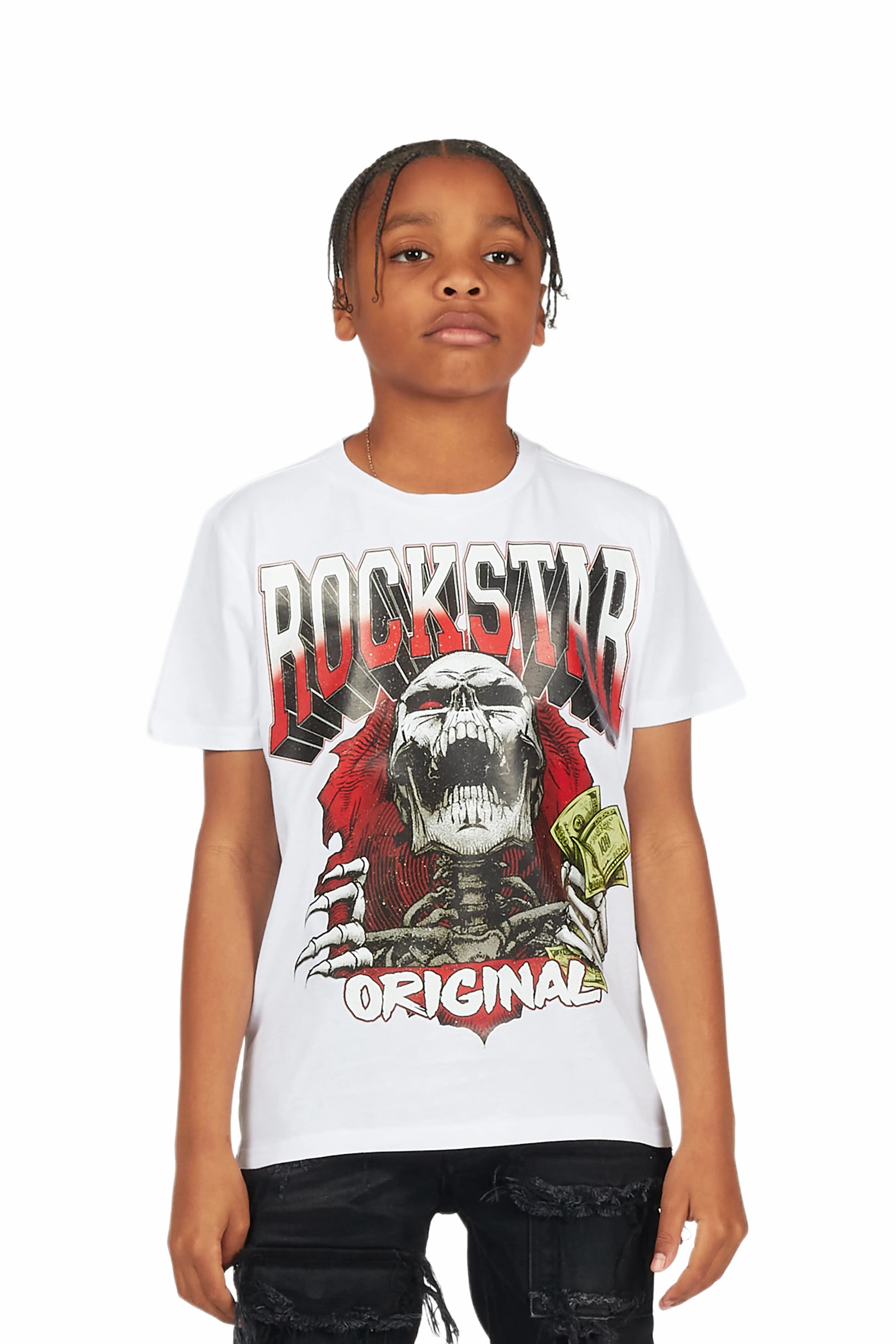 Boys Kairos White Graphic T-Shirt