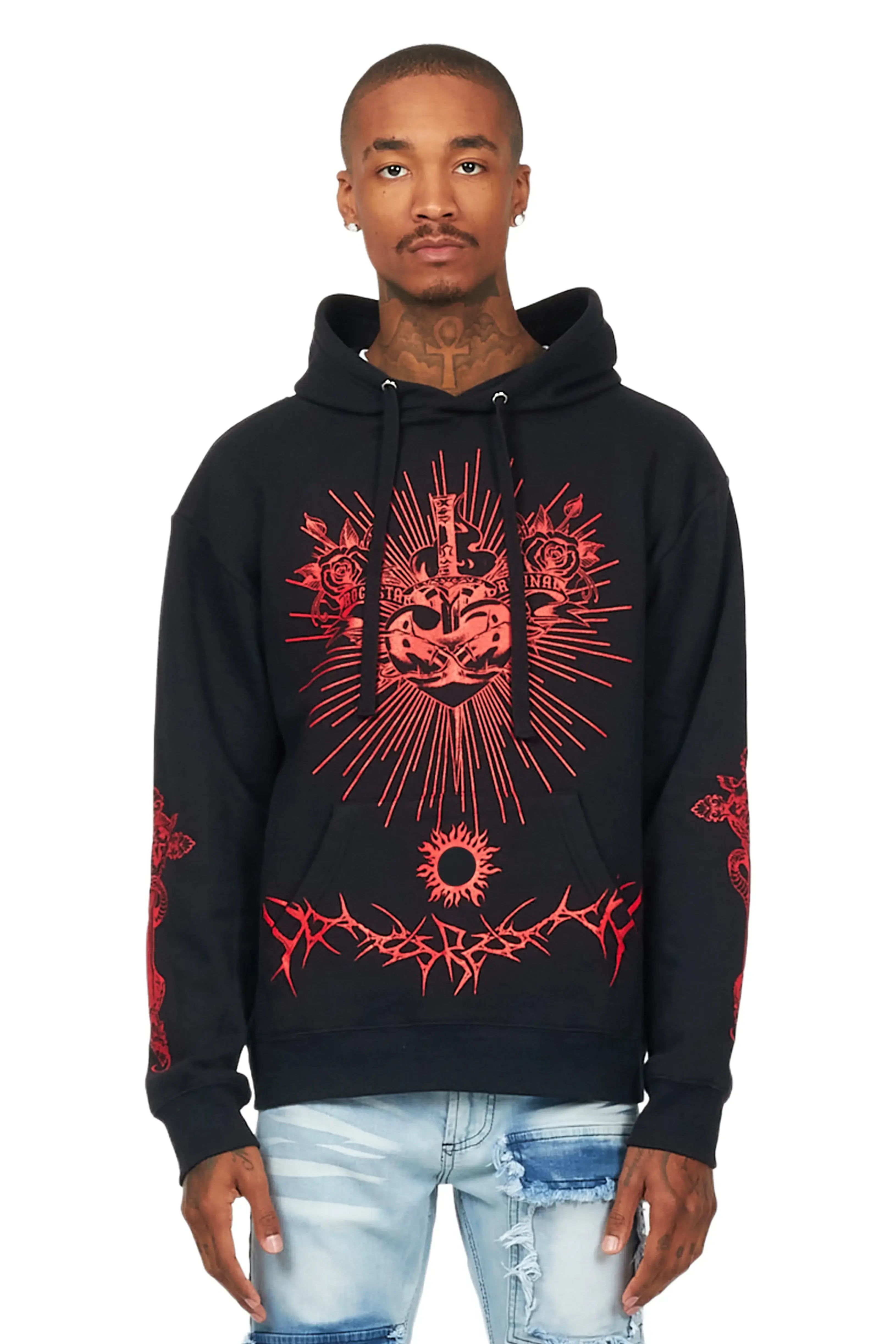 Leander Black Graphic Hoodie