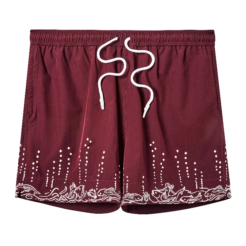 'Fruits De Mer' Swim Trunks (Burgundy)