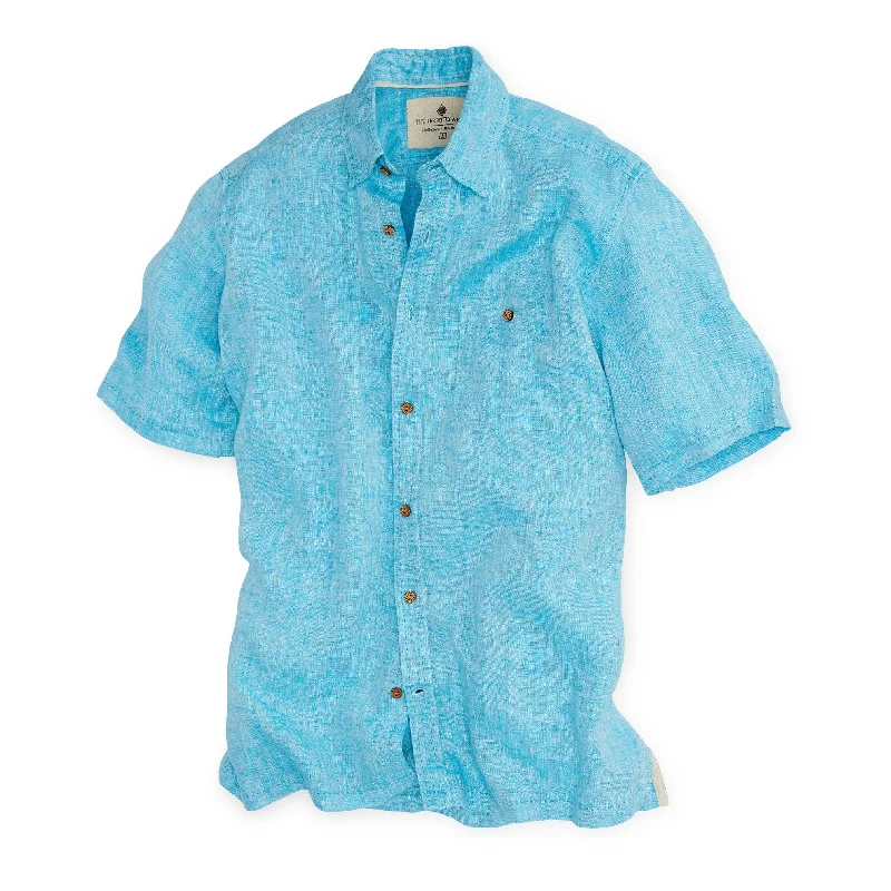 Unplanned Summer Journey Linen Shirt - Turquoise