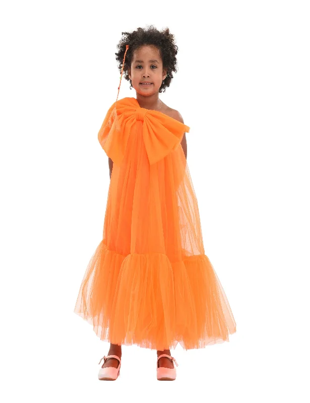 Orange Maggi Neon Bow Tulle Dress