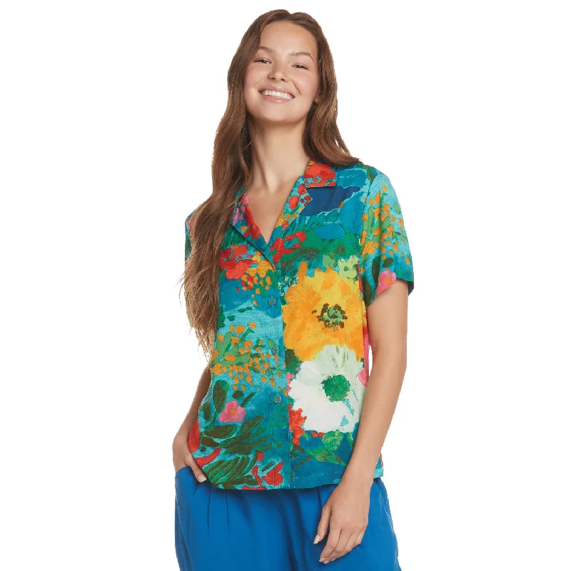 Print Top - Blue Garden