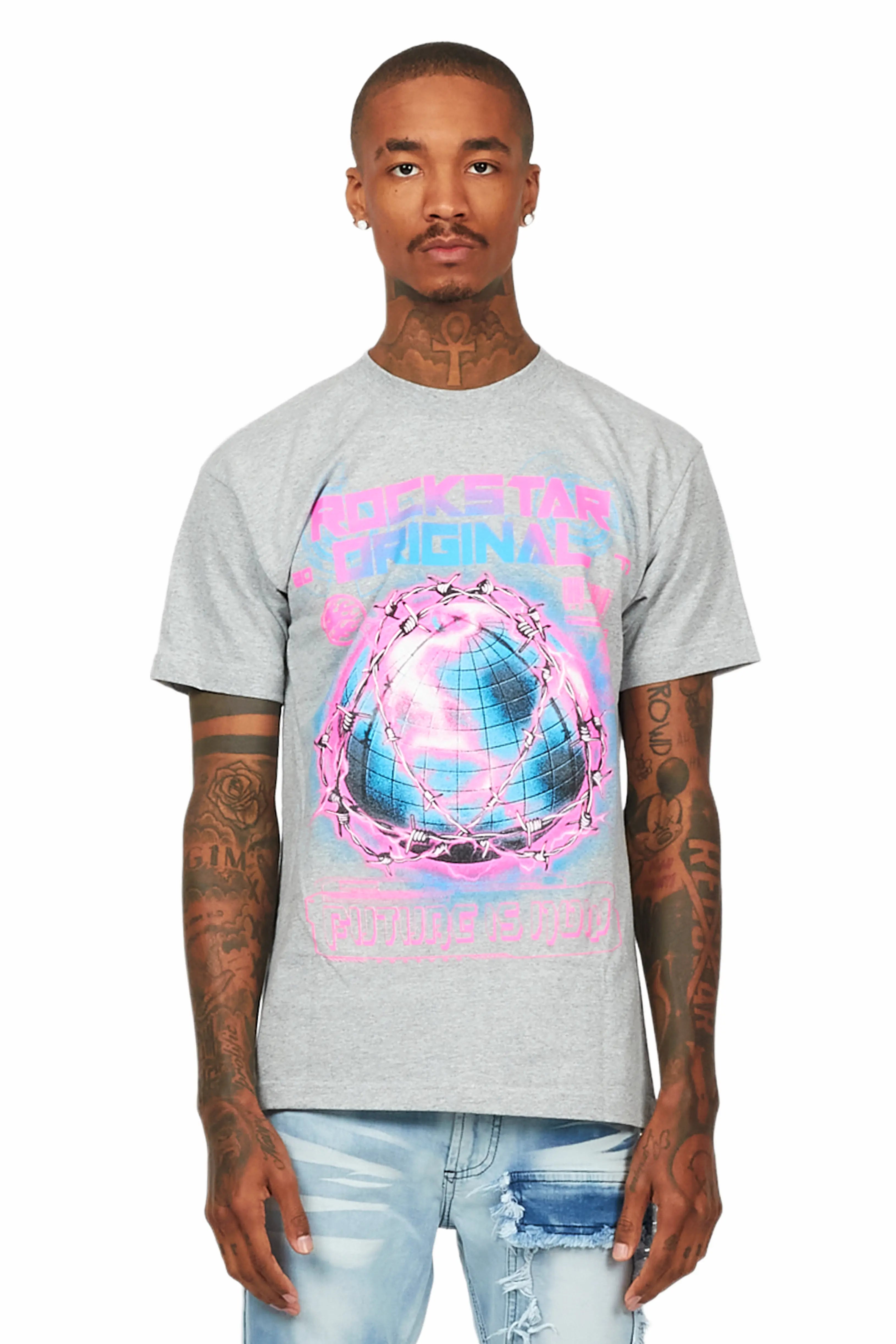 Digital Heather Grey Graphic T-Shirt