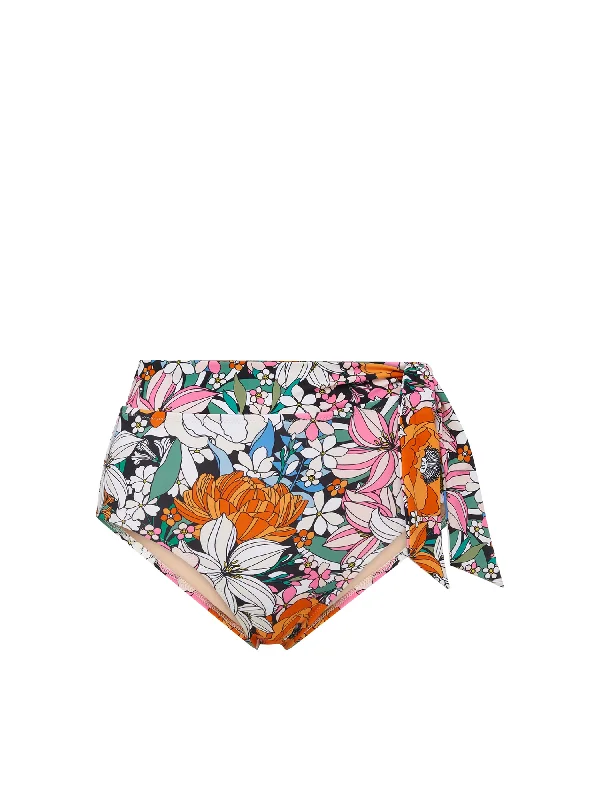 Side Tie High Waist Bottom Tropical Garden