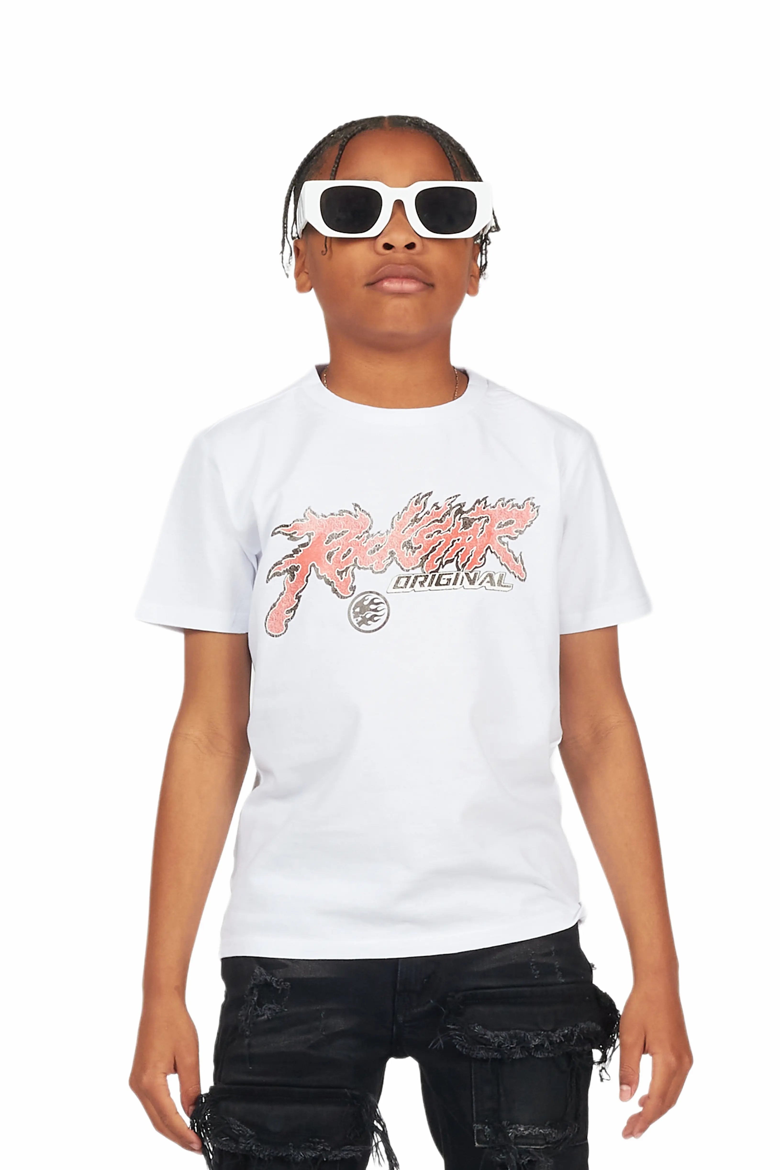 Boys Maliki White Graphic T-Shirt