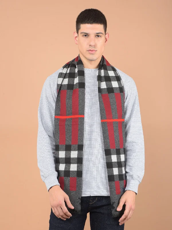 Men's Checkered Maroon Fashion Muffler