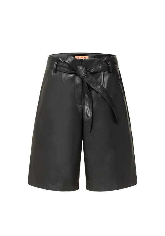 Rino & Pelle Wania Faux Leather Shorts, Black