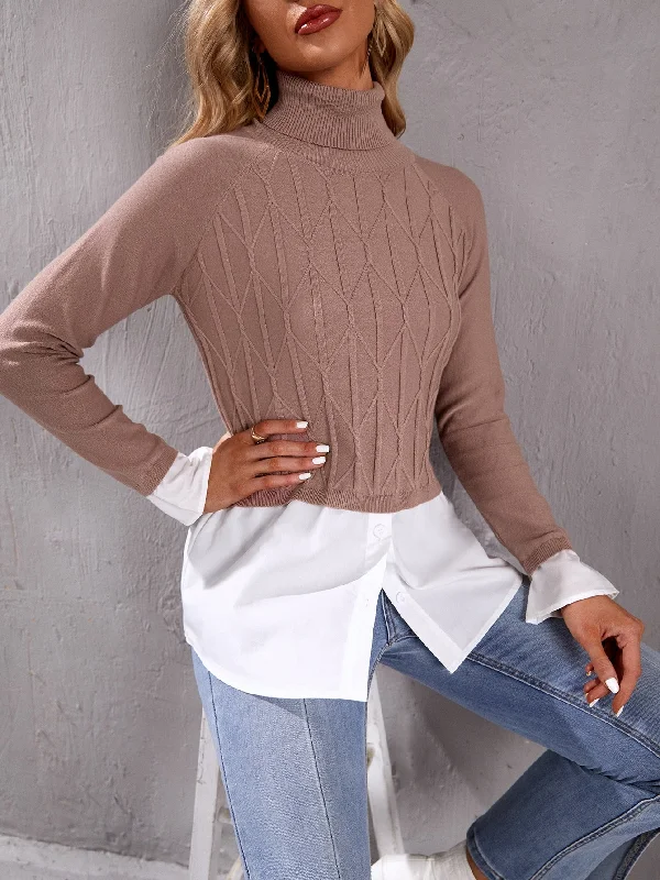 Casual Plain Long Sleeve High Neck Regular Women Sweater