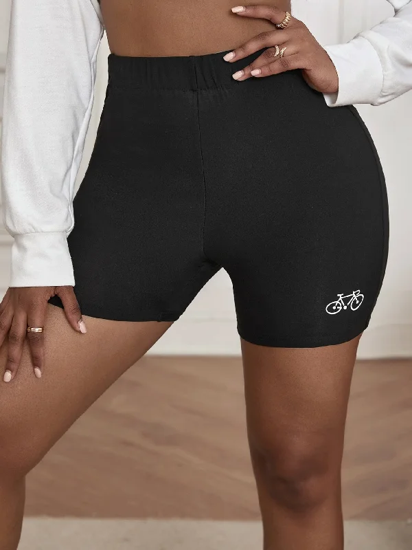 Sporty Graphic High Waist Women Shorts