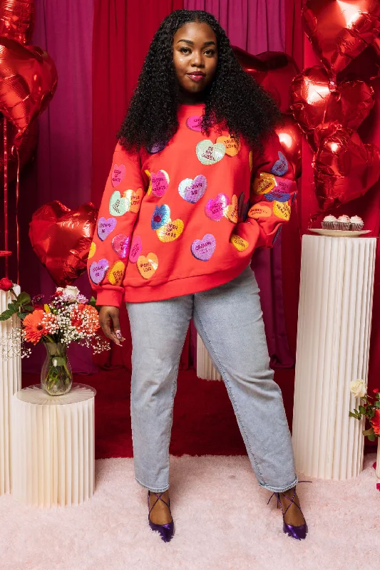 Red Sequin Conversation Heart Sweatshirt