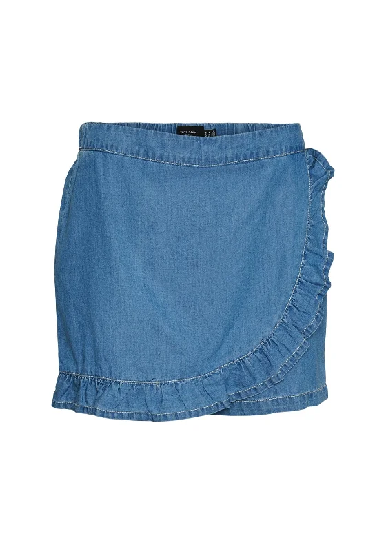 Vero Moda Nell Wrap Denim Skort, Medium Blue Denim