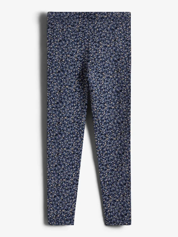 Jersey Leggings w. Ditsy Print - Kids - Blue