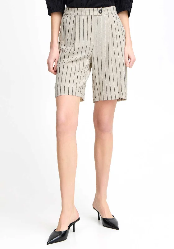 B.Young Johanna Striped Shorted, Linen Black