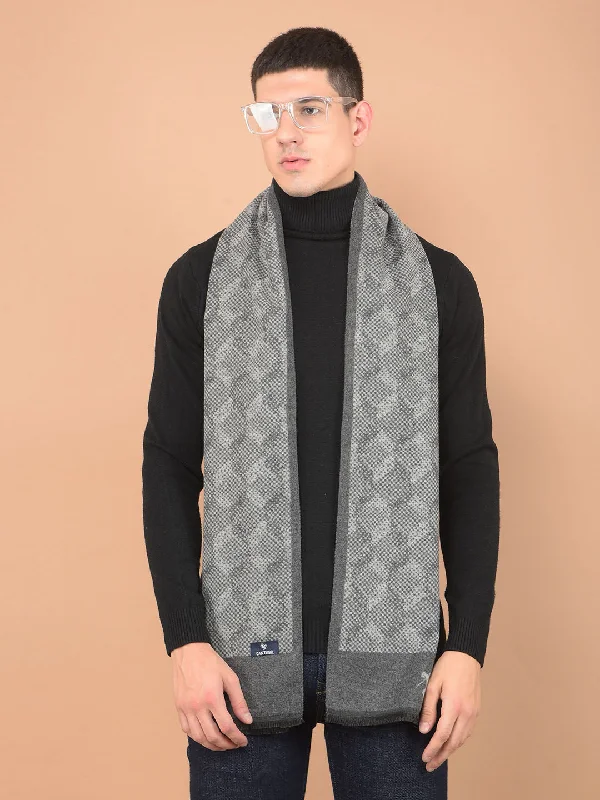 Men's Printed Light Grey Fashion Muffler