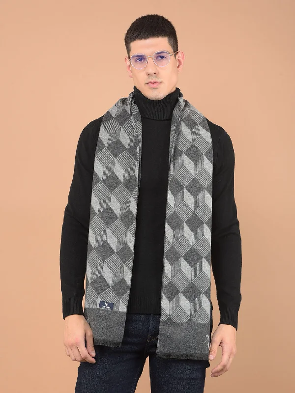 Men's Printed Grey Fashion Muffler