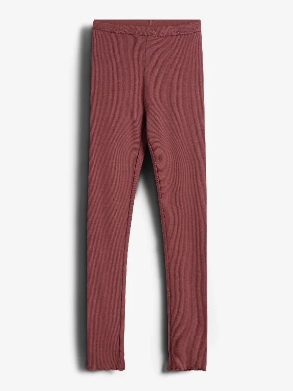 Basic Modal Rib Leggings - Tween - Dark Rose