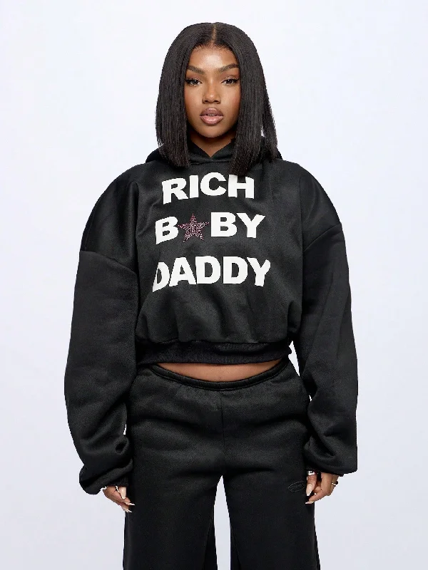 SUMWON WOMEN Oversized Rich Baby Daddy Graphic Hoodie