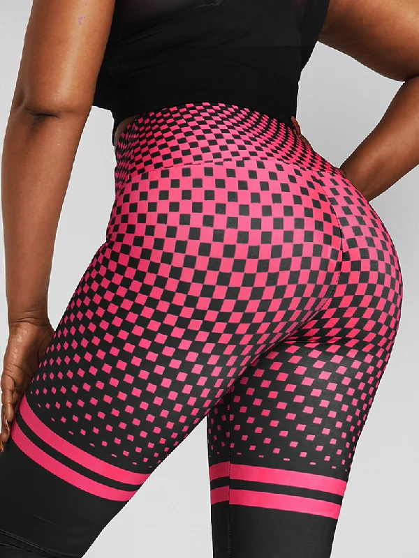 Famous Tiktok Striped Print Elastic High Waist Sport Yoga Leggings