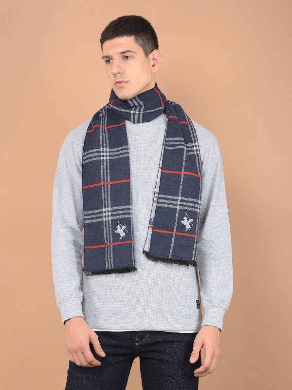 Men's Checkered Navy Blue Fashion Muffler