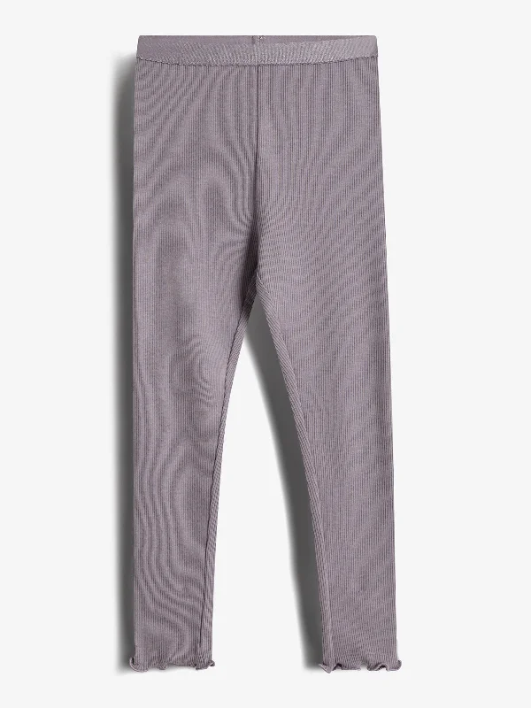 Basic Modal Rib Leggings - Kids - Dusty Purple