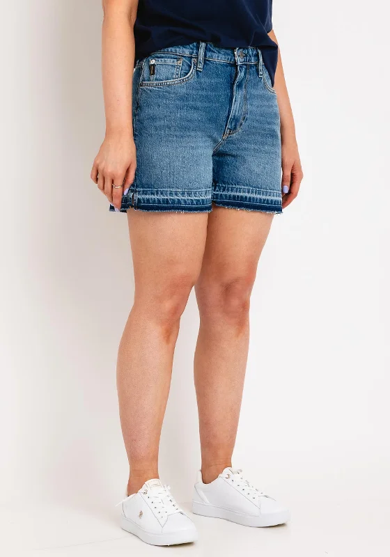 Superdry Womens Vintage Mid Rise Cut Off Short, Vintage Blue