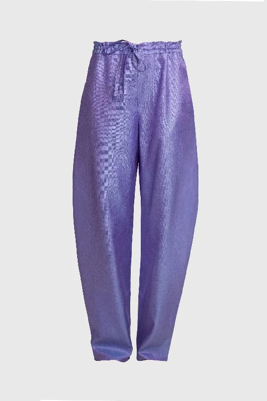 Curved Purple Blue Trousers - Silk