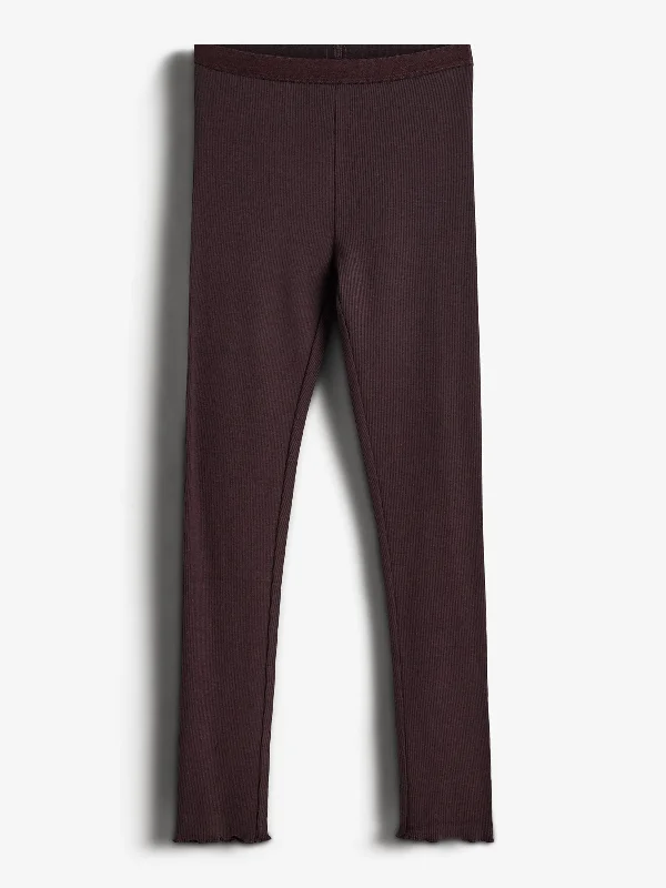 Basic Modal Rib Leggings - Tween - Dark Purple