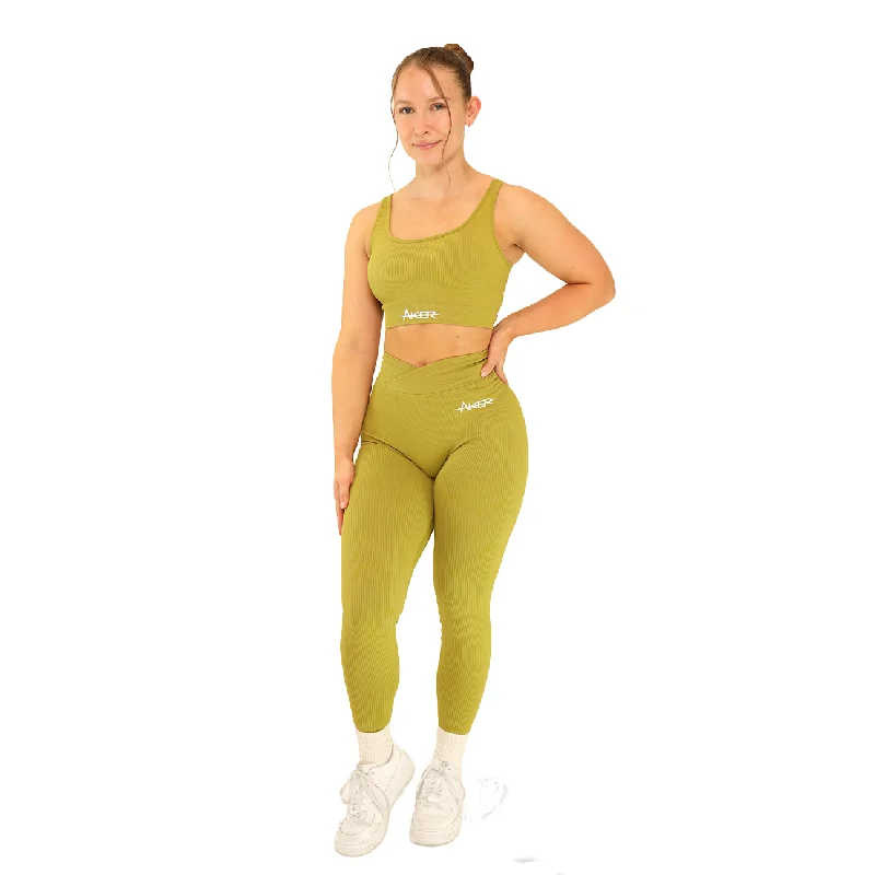 Ribbed AKER leggings - Olive Green