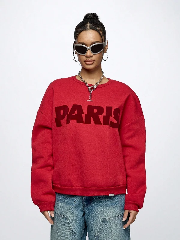 SUMWON WOMEN Crew Neck Sweatshirt With Paris Graphic Print