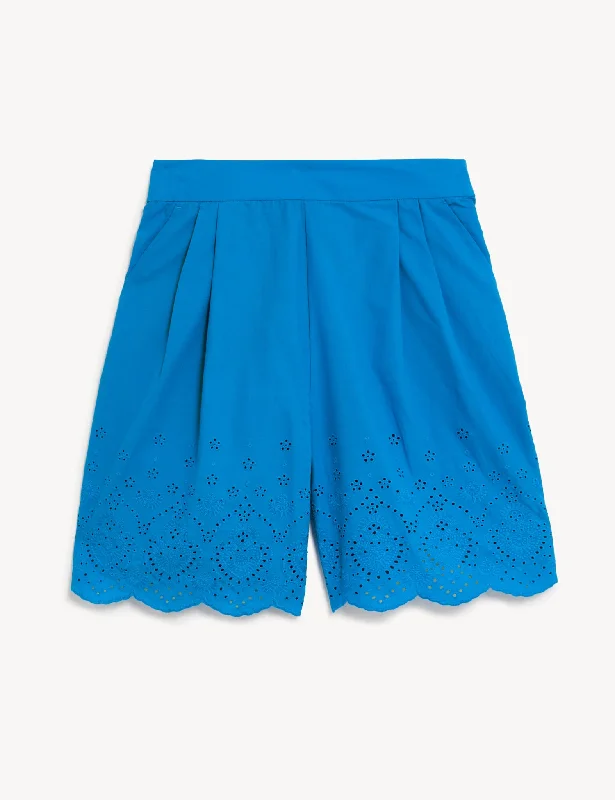 Pure Cotton Embroidered High Waisted Shorts