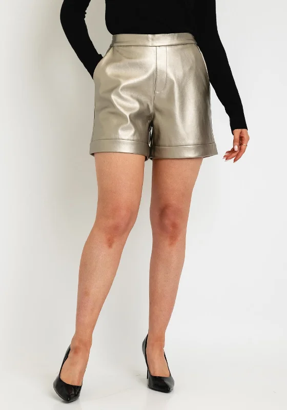 Tiffosi Sonia High Waist Metallic Shorts, Gold