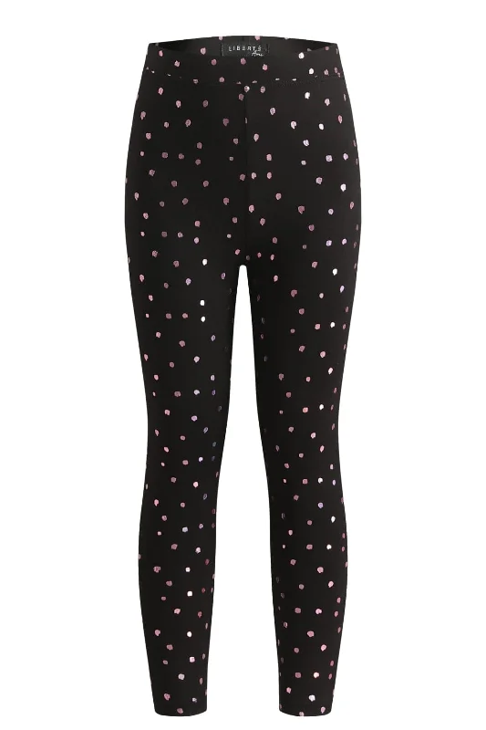 Liberte Ami - Alma-Leggings (Kids) - Black Pink Holographic Dot