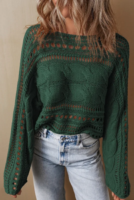 KaleaBoutique Hollow-out Cable Knit Cropped Sweater