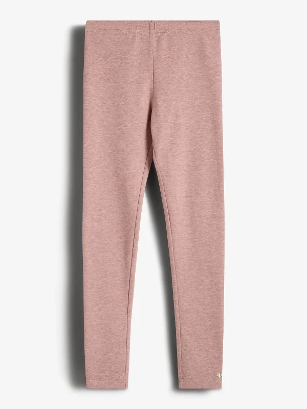 Plush Jersey Leggings - Tween - Dusty Rose Melange