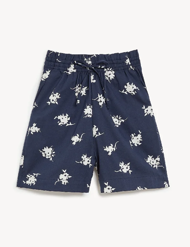 Cotton Rich Printed Paperbag Shorts