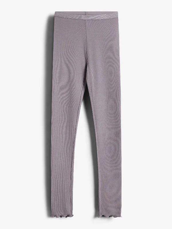 Basic Modal Rib Leggings - Tween - Dusty Purple