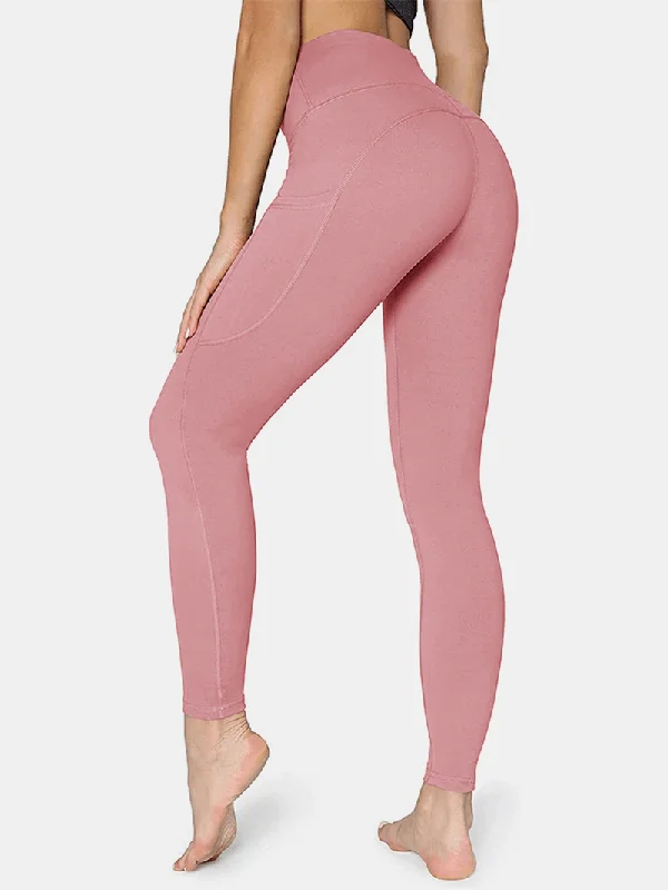 Women Solid Color Side Pocket Hip Lift Sport Yoga Legging